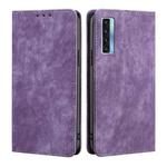 For TCL 20s / 20 5G / 20L / 20L+ RFID Anti-theft Brush Magnetic Leather Phone Case(Purple)