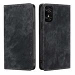 For TCL 50 SE 4G RFID Anti-theft Brush Magnetic Leather Phone Case(Black)
