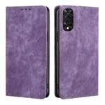 For TCL 505 4G RFID Anti-theft Brush Magnetic Leather Phone Case(Purple)