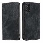 For TCL 50 5G RFID Anti-theft Brush Magnetic Leather Phone Case(Black)