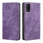 For TCL 50 5G RFID Anti-theft Brush Magnetic Leather Phone Case(Purple)