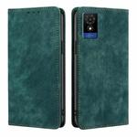 For TCL 501 4G RFID Anti-theft Brush Magnetic Leather Phone Case(Green)