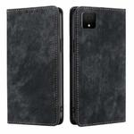 For TCL 502 RFID Anti-theft Brush Magnetic Leather Phone Case(Black)