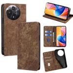 For TCL 60R 5G RFID Anti-theft Brush Magnetic Leather Phone Case(Brown)