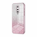 For OnePlus 8 Gradient Glitter Powder Electroplated Phone Case(Pink)