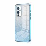 For OnePlus 9 Gradient Glitter Powder Electroplated Phone Case(Blue)