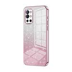 For OnePlus 9R Gradient Glitter Powder Electroplated Phone Case(Pink)