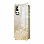 For OnePlus 9R Gradient Glitter Powder Electroplated Phone Case(Gold)