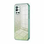 For OnePlus 9R Gradient Glitter Powder Electroplated Phone Case(Green)