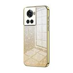 For OnePlus Ace / 10R Gradient Glitter Powder Electroplated Phone Case(Gold)