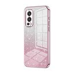 For OnePlus Nord 2 5G Gradient Glitter Powder Electroplated Phone Case(Pink)
