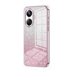 For Realme 10 Pro+ Gradient Glitter Powder Electroplated Phone Case(Pink)