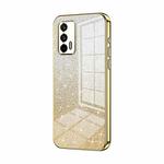 For Realme GT 5G / Q3 Pro 5G Gradient Glitter Powder Electroplated Phone Case(Gold)