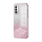 For Realme V15 / X7 India Gradient Glitter Powder Electroplated Phone Case(Pink)