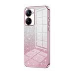 For Realme V30t Gradient Glitter Powder Electroplated Phone Case(Pink)