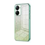 For Realme V30t Gradient Glitter Powder Electroplated Phone Case(Green)