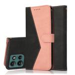 For Motorola Edge 50 5G Dual-color Stitching Leather Phone Case(Black Rose Gold)