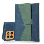 For Motorola Moto G15 Dual-color Stitching Leather Phone Case(Blue Green)