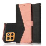 For Motorola Moto G15 Dual-color Stitching Leather Phone Case(Black Rose Gold)