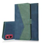 For Motorola Moto G05 Dual-color Stitching Leather Phone Case(Blue Green)