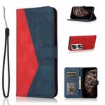 For Honor 90 Pro Dual-color Stitching Leather Phone Case(Red Blue)