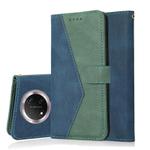 For Honor X9C Dual-color Stitching Leather Phone Case(Blue Green)