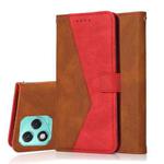 For Honor 400 Lite Global Dual-color Stitching Leather Phone Case(Brown Red)