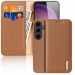 For Samsung Galaxy S24 5G DUX DUCIS Hivo Series Cowhide + PU + TPU Flip Phone Case(Brown)