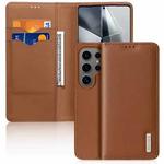 For Samsung Galaxy S25 Ultra 5G DUX DUCIS Hivo Series Cowhide + PU + TPU Flip Phone Case(Brown)