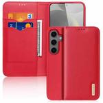 For Samsung Galaxy S25 5G DUX DUCIS Hivo Series Cowhide + PU + TPU Flip Phone Case(Red)