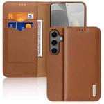 For Samsung Galaxy S25+ 5G DUX DUCIS Hivo Series Cowhide + PU + TPU Flip Phone Case(Brown)