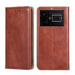 For Realme GT5 / GT5 240W Gloss Oil Solid Color Magnetic Leather Phone Case(Brown)