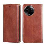 For Realme 11 5G / 11x 5G Gloss Oil Solid Color Magnetic Leather Phone Case(Brown)