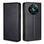 For Realme 12+ 5G Gloss Oil Solid Color Magnetic Leather Phone Case(Black)