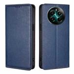 For Realme 12+ 5G Gloss Oil Solid Color Magnetic Leather Phone Case(Blue)