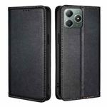 For Realme C61 4G Gloss Oil Solid Color Magnetic Leather Phone Case(Black)