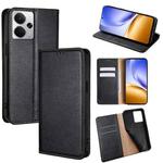 For Realme 14 5G Global Gloss Oil Solid Color Magnetic Leather Phone Case(Black)
