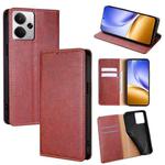 For Realme 14 5G Global Gloss Oil Solid Color Magnetic Leather Phone Case(Brown)