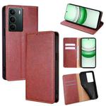For Realme C71 4G Gloss Oil Solid Color Magnetic Leather Phone Case(Brown)