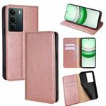 For Realme C71 4G Gloss Oil Solid Color Magnetic Leather Phone Case(Rose Gold)