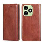 For Tecno Spark Go 2024 Gloss Oil Solid Color Magnetic Leather Phone Case(Brown)