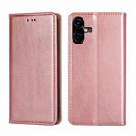 For Tecno Pova Neo 3 Gloss Oil Solid Color Magnetic Leather Phone Case(Rose Gold)