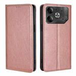 For Tecno Pova 6 5G Gloss Oil Solid Color Magnetic Leather Phone Case(Rose Gold)