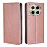 For Tecno Camon 30 Gloss Oil Solid Color Magnetic Leather Phone Case(Rose Gold)