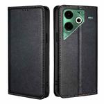 For Tecno Pova 6 Neo 4G Gloss Oil Solid Color Magnetic Leather Phone Case(Black)