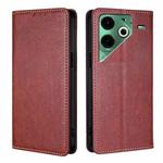 For Tecno Pova 6 Neo 4G Gloss Oil Solid Color Magnetic Leather Phone Case(Brown)