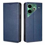 For Tecno Pova 6 Neo 4G Gloss Oil Solid Color Magnetic Leather Phone Case(Blue)