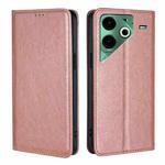 For Tecno Pova 6 Neo 4G Gloss Oil Solid Color Magnetic Leather Phone Case(Rose Gold)