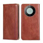 For Huawei Mate 60 Gloss Oil Solid Color Magnetic Leather Phone Case(Brown)