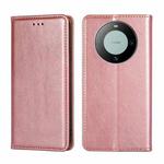 For Huawei Mate 60 Gloss Oil Solid Color Magnetic Leather Phone Case(Rose Gold)